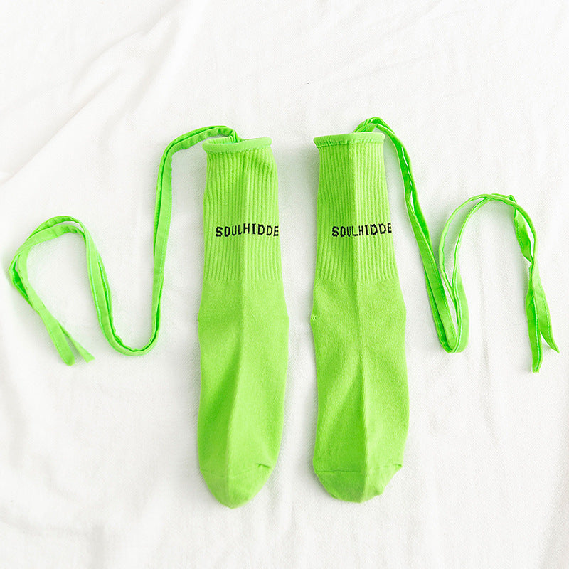 Cross Tie Socks Female Ins Eye-catching Tide Socks Calf Socks Medium Tube Socks - Bellarte Enchanté Cross Tie Socks Female Ins Eye-catching Tide Socks Calf Socks Medium Tube Socks